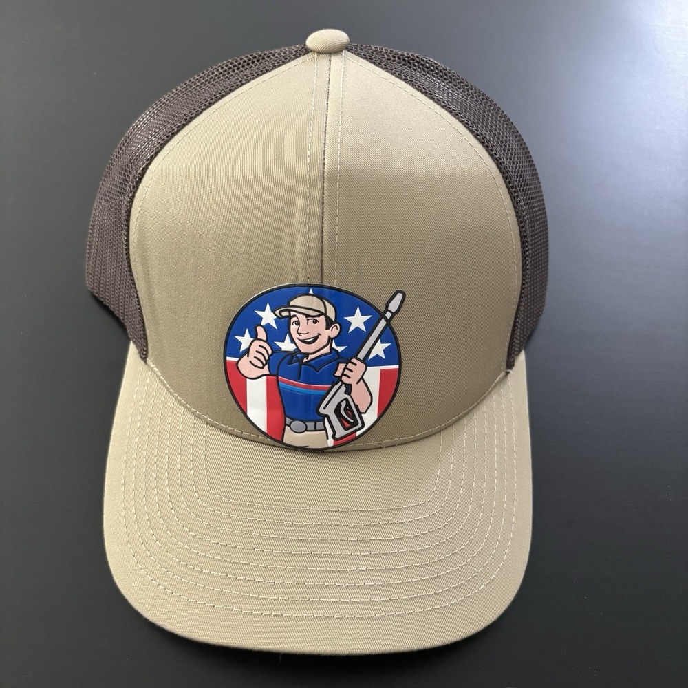 Patriotic Golfer Strapback Mesh Back Trucker‎ Hat Pacific Headwear Brown OSFM